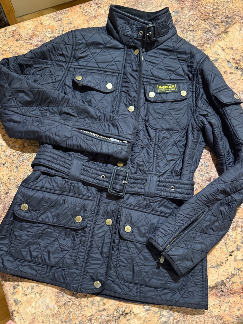 Barbour International Polarquilt Belted Jacket - Black